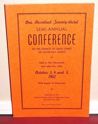 General Conference Report Lds Mormon Church October 1952 Vintage Rare Pb