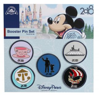 2018 Disney Parks Booster Set Of 5 Pins Rare W1