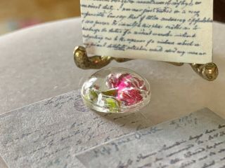 Antique Miniature Dollhouse Rare Cut Glass Paperweight Italy Rose 1930s