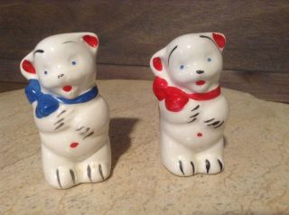 Vintage Rare Shawnee Bear Salt And Pepper Shakers W/ Bows
