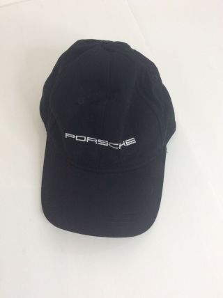 Porsche Black Baseball Cap Hat Driver Racing Velcro White Letters Rare