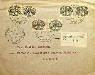 Vatican Italy 1946 Rare Regd 6 Values On Cover To Gitta