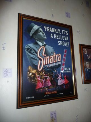 Rare Old Large Framed Poster,  " Frank Sinatra At The London Palladium 1950 "