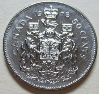 1978 Canada Round Jewel (rj) Half Dollar Coin.  Rare Unc 50 Cents (rj507)