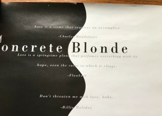 Concrete Blonde Bloodletting RARE double sided promo poster 1990 5