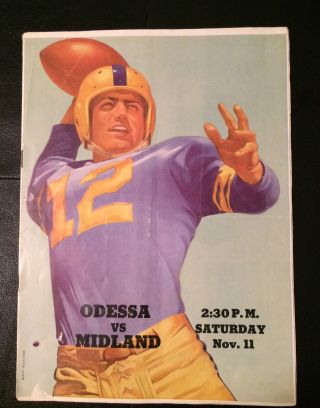 Rare Vintage Odessa Vs.  Midland Lon Keller Football Program Nov 11 1950 Texas Hs