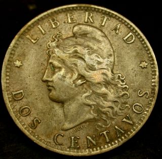 1891 Argentina 2 Centavos Gorgeous & Rare Lady Liberty Coin Gorgeous