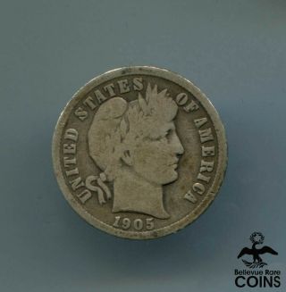 1905 Us Silver (. 900) Barber Dime Micro " O " Coin Rare (2.  4 Grams)
