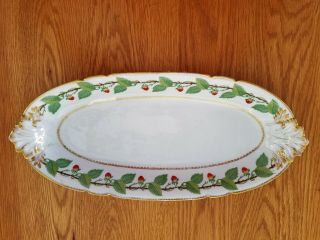 Antique Gda France Limoges Oval Celery Serving Dish Rare 13 " With Strawberries