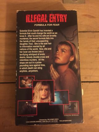 Illegal Entry VHS Horror Rare Erotic Thriller 3