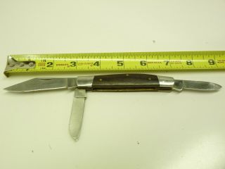 Vintage Knife Usknife Usa 3 - Blade Stockman Wood Handle Folding Pocket Knife Rare