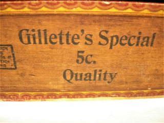 Vintage Rare Gillette ' s Special Wooden Old Label Cigar Box Empty 2