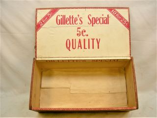 Vintage Rare Gillette ' s Special Wooden Old Label Cigar Box Empty 4