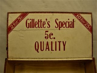 Vintage Rare Gillette ' s Special Wooden Old Label Cigar Box Empty 5