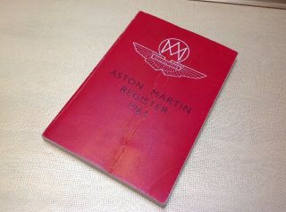 Aston Martin 1963 Register Book - Rare Vintage Reference Book For Classic Astons
