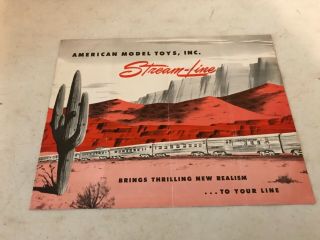 Very Rare Vintage 1952 Amt Streamline O Gauge Train Dealer Brochure Pamphlet