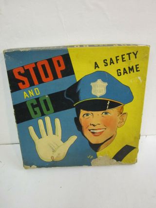Vintage Stop And Go Police Cop Road Safety Traffic Board Game Whitman 1939 Rare