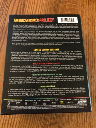 American Horror Project (Blu - ray/DVD,  2018,  6 - Disc) Volume 1 RARE OOP HORROR 2