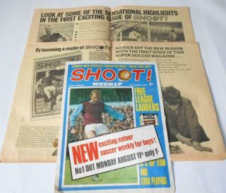 SHOOT Football Magazines First 3 Issues August 1969 1,  2,  3,  Rare Advert Leaflets 3