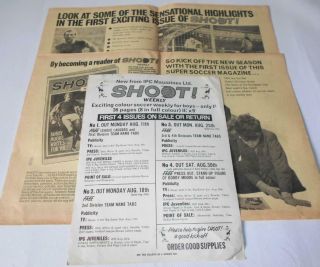 SHOOT Football Magazines First 3 Issues August 1969 1,  2,  3,  Rare Advert Leaflets 7