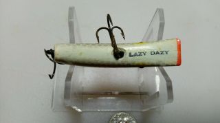 ' LAZY DAZY ' RARE 1950 ' S LURE,  GRAY SCALE,  2 IN.  BLUE TOP,  PROPERLY MARKED,  EXC. 3