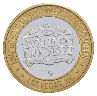 . 999 Fine Silver Center Golden Nugget Casino $10 Token - Rare 332