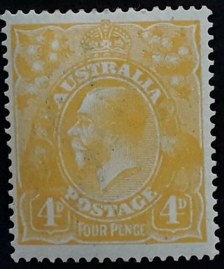 Rare 1915 - Australia 4d Lemon Yellow Kgv Stamp 2nd Wmk