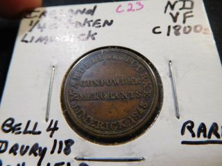 C23 Ireland Limerick City C.  1800s Mcardell & Bourke Farthing Token D - 118 Rare