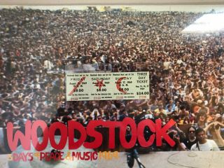Rare Woodstock 1969 Ticket And 2009 Poster Bundle