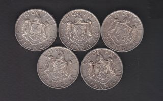 1937 Albania.  5x1 Fr.  Ar.  Silver Coin 5x5 Gr Rare.  See The Picture.  X3