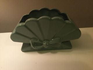 Great Vintage Abingdon Pottery Green Fanned With A Bow Planter 8” X 5” Rare