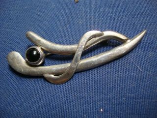 Ultra Rare Mexico Onyx Estate Old Pawn Sterling Silver Brooch