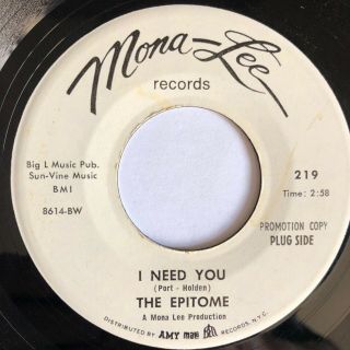 Rare 68 Psych Garage Rock Mona - Lee 45 The Epitome - I Need You / Flower Power Nm