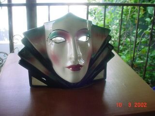 Clay Art Ceramic Mask.  Tv Lamp.  Extremely Rare Vintage 1950 