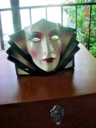 CLAY ART CERAMIC MASK.  TV LAMP.  EXTREMELY RARE Vintage 1950 ' s 2
