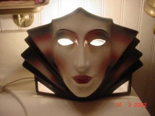 CLAY ART CERAMIC MASK.  TV LAMP.  EXTREMELY RARE Vintage 1950 ' s 7