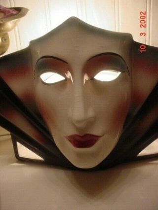CLAY ART CERAMIC MASK.  TV LAMP.  EXTREMELY RARE Vintage 1950 ' s 8