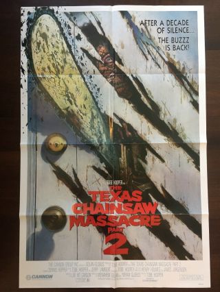 Texas Chainsaw Massacre 2 Authentic Vintage Movie Poster 27 X 41 Rare Horror