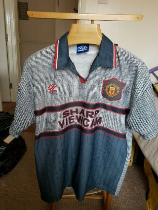 Rare Old Manchester United Away 1995 Football Shirt Size Large
