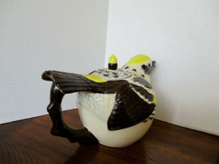 Vintage MERIDIAN CERAMIC Teapot Hand Painted WARBLER Signed - - Very Rare 2