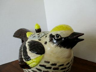 Vintage MERIDIAN CERAMIC Teapot Hand Painted WARBLER Signed - - Very Rare 3