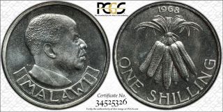 1968 Malawi Shilling Pcgs Sp66 - Extremely Rare Kings Norton Proof