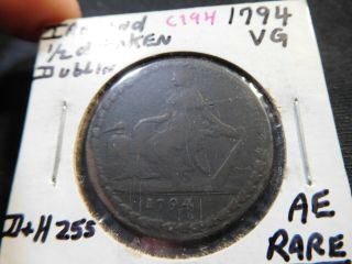 C194 Ireland Dublin 1794 Camac Kyan & Camac Conder 1/2 Penny D&h - 255 Rare