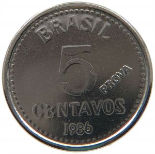 Brazil 5 Centavos 1986 Prova Pattern Top Rare T80 013