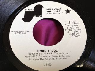 Hear Rare NOLA Funk Soul 45 : Ernie K.  Doe Here Come The Girls Janus 167 2