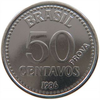 Brazil 50 Centavos 1986 Prova Pattern Top Rare T80 057