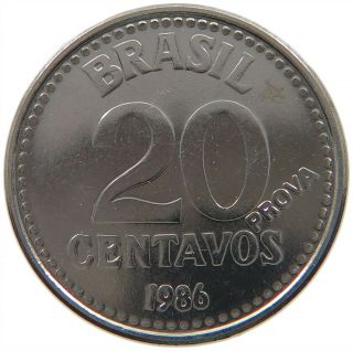 Brazil 20 Centavos 1986 Prova Pattern Top Rare T80 039