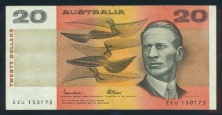 Australia: $20 Johnston - Fraser Aust Ocrb Serial.  Rare Coin Word Prefix " Ecu "