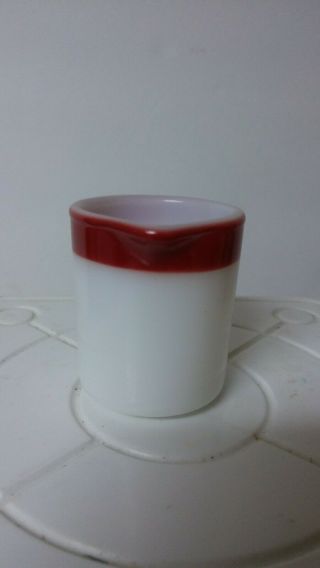 Rare Pyrex Corning Individual Mini Creamer Red Band Glass blower mark 2