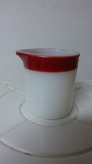 Rare Pyrex Corning Individual Mini Creamer Red Band Glass blower mark 3